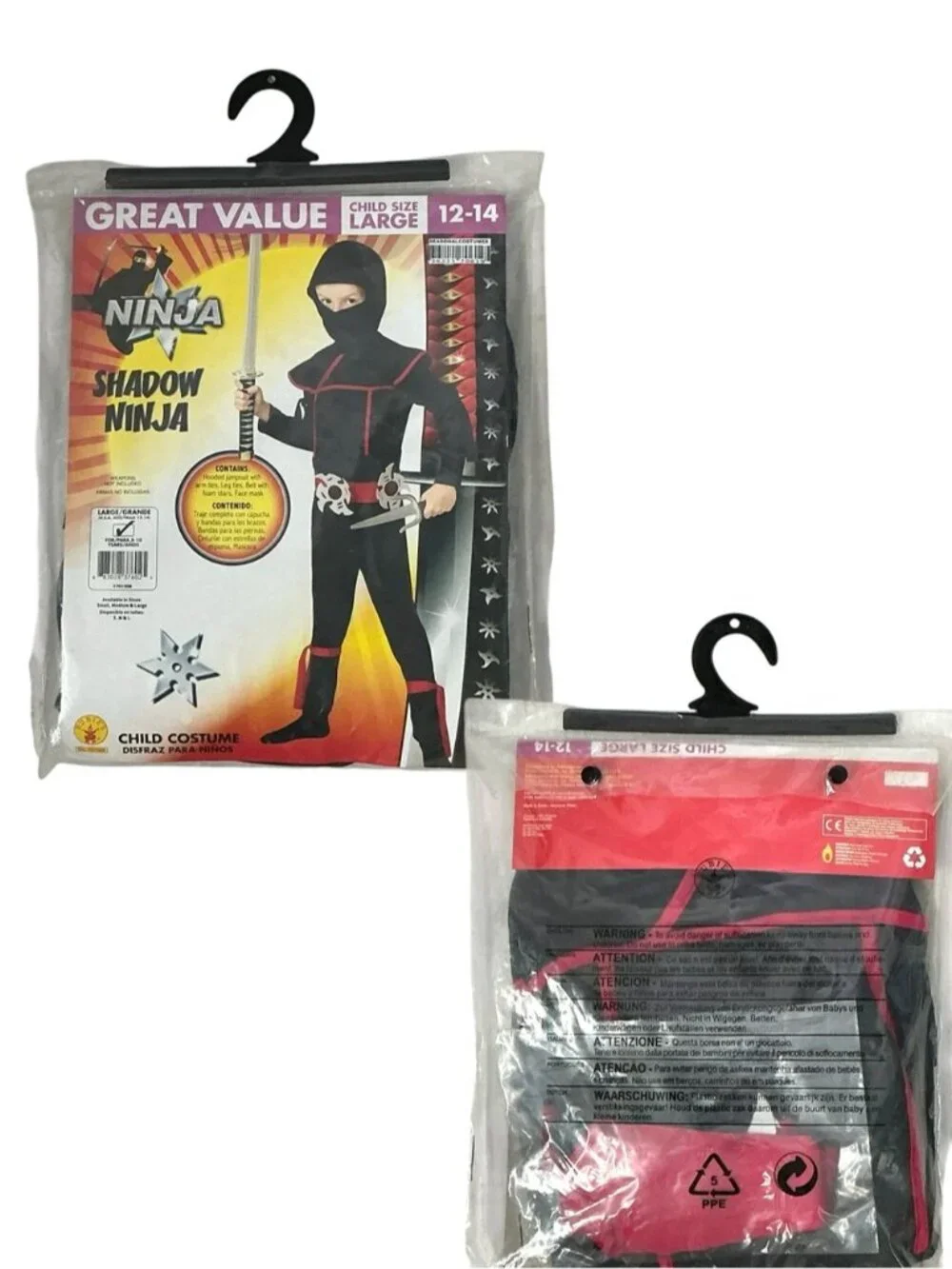 Ninja Warrior Halloween Costume Complete Cosplay Play Set NEW Kids 12-14  Large